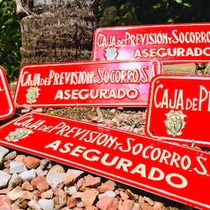 PLACA de AGENCIA de SEGUROS sin uso chapa aseguradora Caja de Previsión de 1962 cartel de pared señal decorativa letrero de hierro