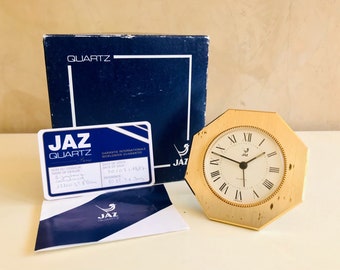 DESPERTADOR JAZ VINTAGE reloj antiguo francés estilizado de escritorio de 1980 funcionando revisado por relojero con mecanismo quartz