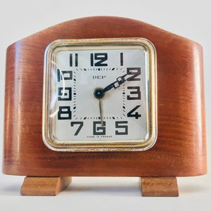 DESPERTADOR ART DECO antiguo francés reloj mecánico de sobremesa dep de 1930 de cuerda Mid Century de colección