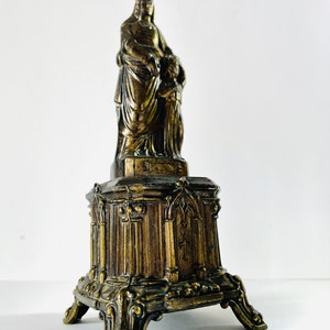 FIGURA VIRGEN con NIÑO estatua modernista Virgen María y Jesús con peana icono religioso altar santuario frances escultura antiguo retablo