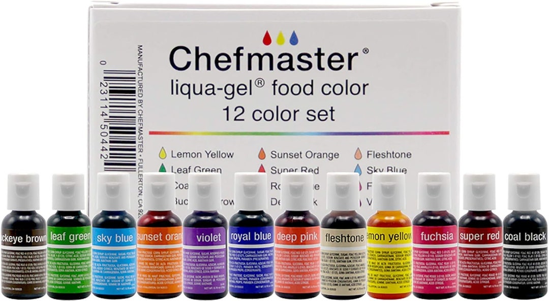 Chefmaster Liqua-gel Food Color Set A .70 Oz Bottles - Etsy
