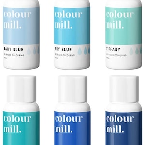 Colour Mill Set of 6 Blues Oil-Based Food Color 20ml Bottles