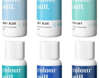 Colour Mill Set of 6 Blues Oil-Based Food Color 20ml Bottles