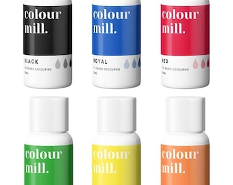 Colour Mill Set of 6 Primary Oil-Based Food Color 20ml Bottles