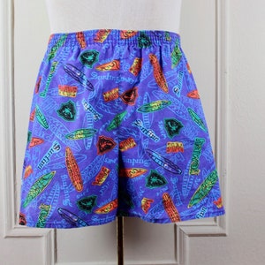 mens 1980s Purple + Blue Cotton radical SURFER shorts - Surfinn, waves, pipeline, surf, skater, 80s, surfboard - vintage size medium, small