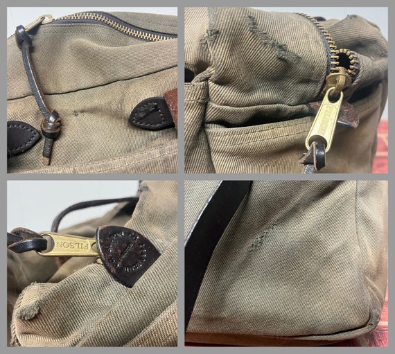 Vintage CC FILSON CO Field Bag - Army Green Cotton Canvas + Brown