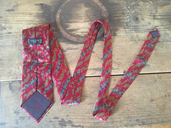 vintage LANVIN silk necktie - kimono floral, deep… - image 6