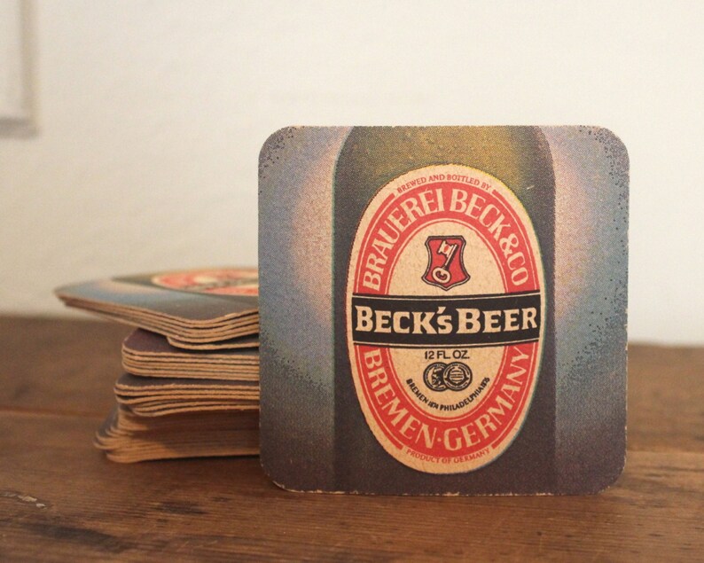 Bremen Germany retro bar set of 34 coasters German brewery vintage 1960s bar coasters BECK/'S BEER Brauerei Beck /& Co