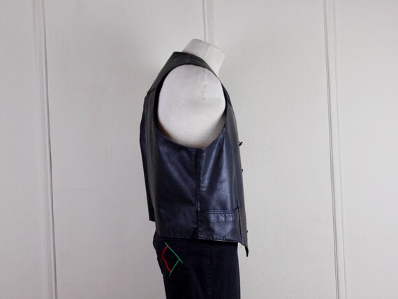 1980s Black Leather Biker Vest - Pioneer Wear fro… - image 9