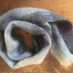 Vintage Scottish Mohair & Wool blue plaid Bufanda - James Pringle Weavers, hecho en Escocia