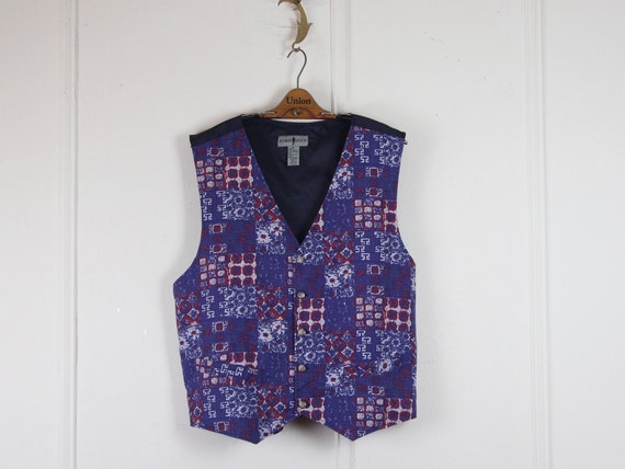 1990s indigo waistcoat Vest - Robert Stock, linen… - image 1