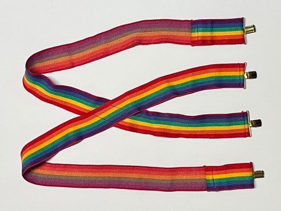 vintage 1980s RAINBOW SUSPENDERS - image 5