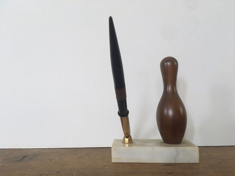The King Pin Vintage Wooden BOWLING Pen Holder Italian Etsy