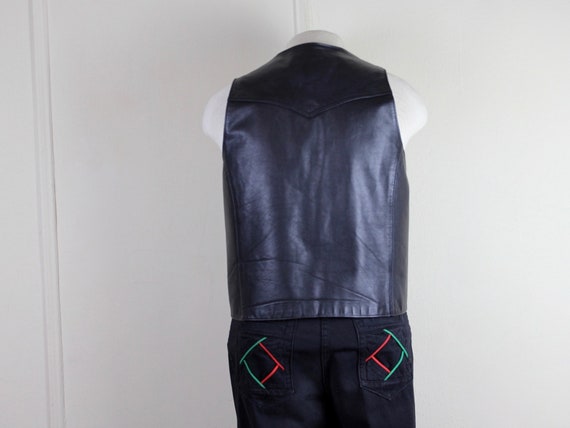 1980s Black Leather Biker Vest - Pioneer Wear fro… - image 8