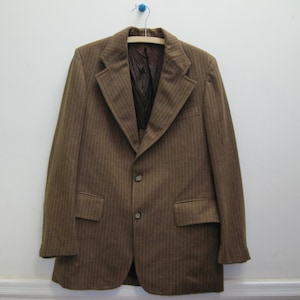 vintage 1950s Mens Brown & Camel Striped Sports Coat - large to extra large, l/xl - Dovershire, styled on Fifth Avenue - large to xl