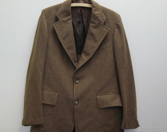 vintage 1950s Mens Brown & Camel Striped Sports Coat - large to extra large, l/xl - Dovershire, styled on Fifth Avenue - large to xl