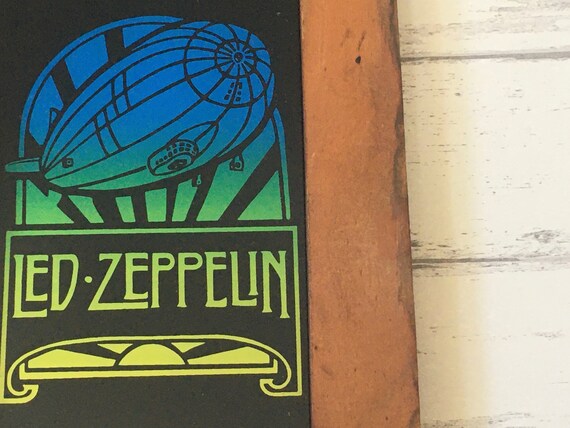 LED ZEPPELIN, Vintage 1980s Reversed Glass Framed Art - Rock 'n