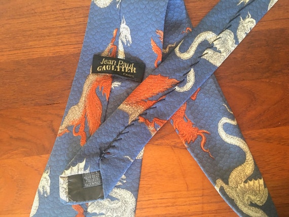 Jean Paul Gaultier, Vintage Designer Silk Tie - DRAGONS