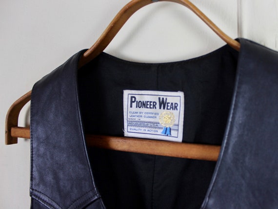 1980s Black Leather Biker Vest - Pioneer Wear fro… - image 4