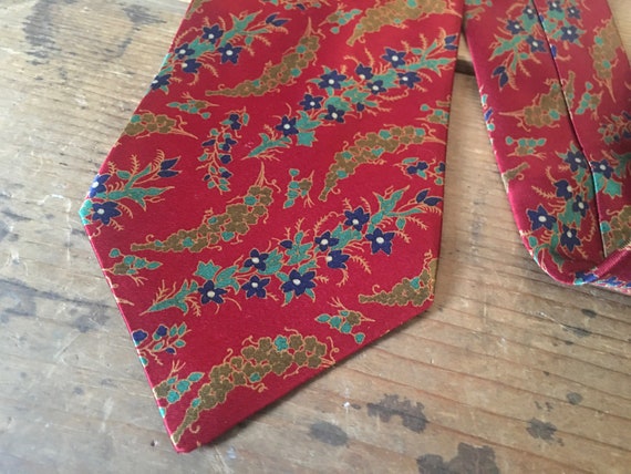 vintage LANVIN silk necktie - kimono floral, deep… - image 3