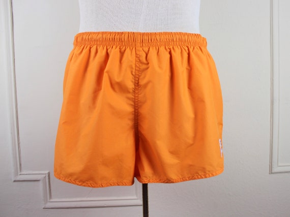 mens neon orange swim trunks