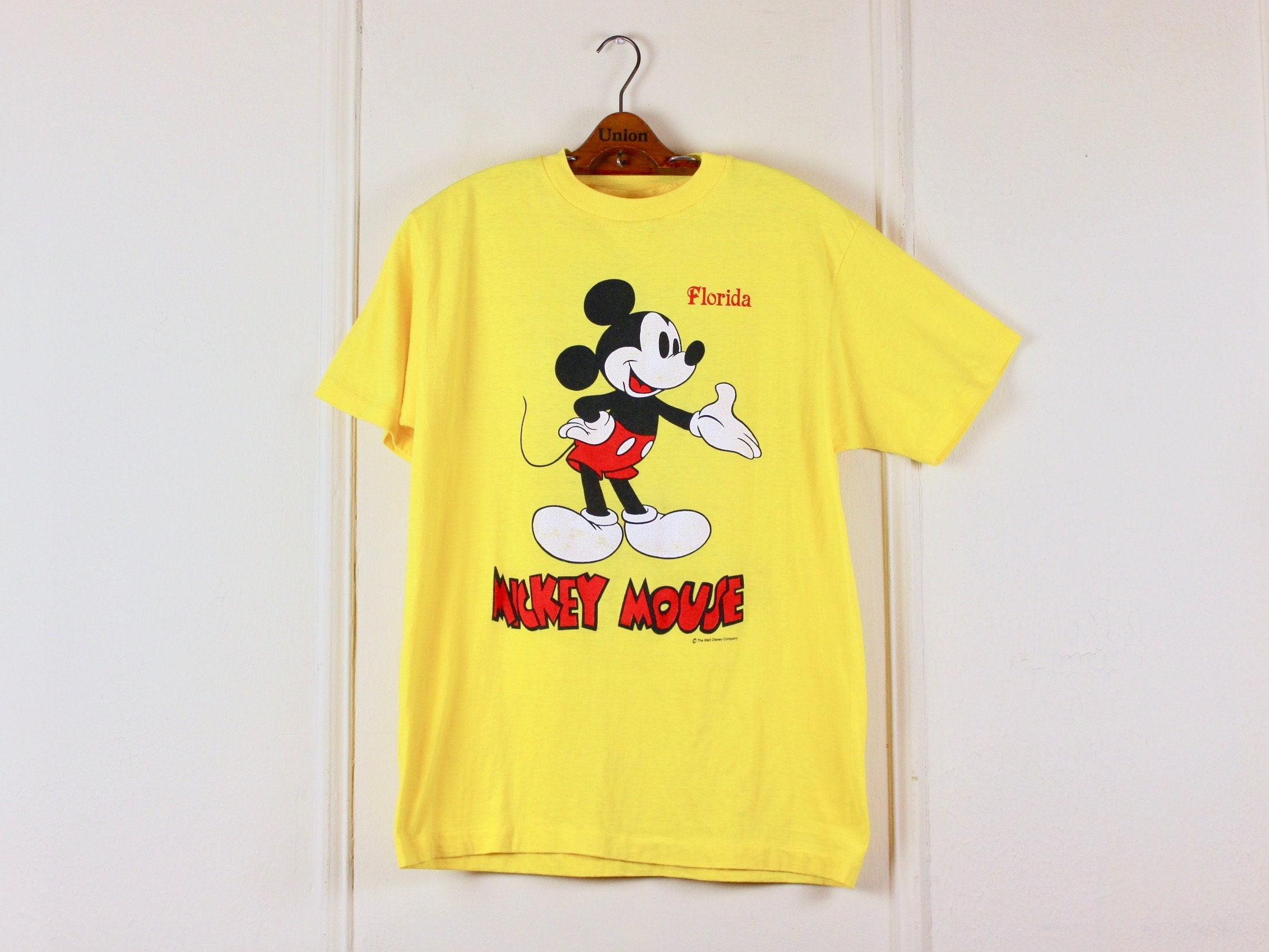 1980年代　ミッキー × スーパーボウルTシャツ 1980 年代のミッキー マウス & フロリダ コットン T シャツ、両面裏地