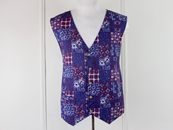 1990s indigo waistcoat Vest - Robert Stock, linen… - image 2