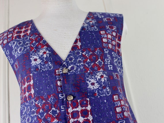 1990s indigo waistcoat Vest - Robert Stock, linen… - image 8