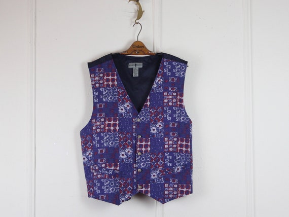 1990s indigo waistcoat Vest - Robert Stock, linen