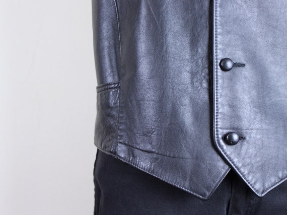 1980s Black Leather Biker Vest - Pioneer Wear fro… - image 5