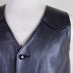 1980s Black Leather Biker Vest Pioneer Wear from Albuquerque, New Mexico burnout, rocker, motorcycle vintage size extra large, xl, xxl image 1