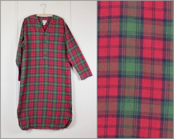 Vintage LL Bean Cotton Flannel Sleep Shirt Nightgown Pjs