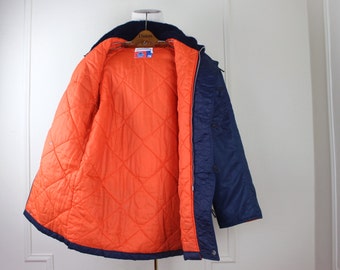 snorkel parka parka jacket orange 1970s Blue Orange SNORKEL Parka Military Style N3b Flight Jacket,  Seventies Winter Coat Vintage Size 18, Chest 34, Small, Medium