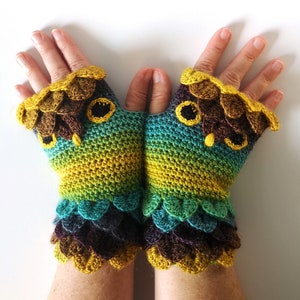 OOAK Wool Crocheted Fingerless Gloves Winter Gloves Women's Gloves Gradient Gloves
