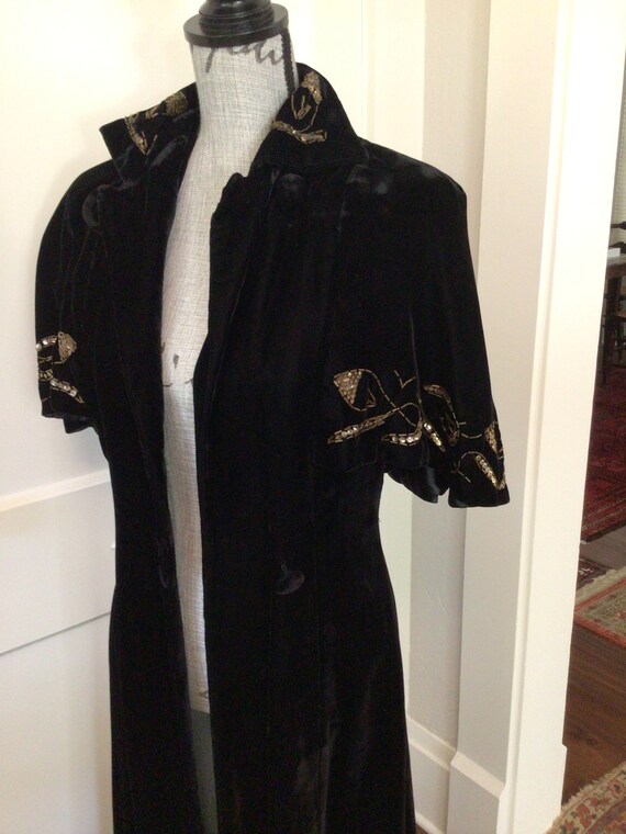 Vintage full length beaded velvet evening coat