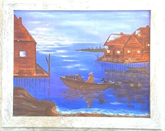 Peggy's Cove,Nova Scotia oil landscape painting on canvass,unframed