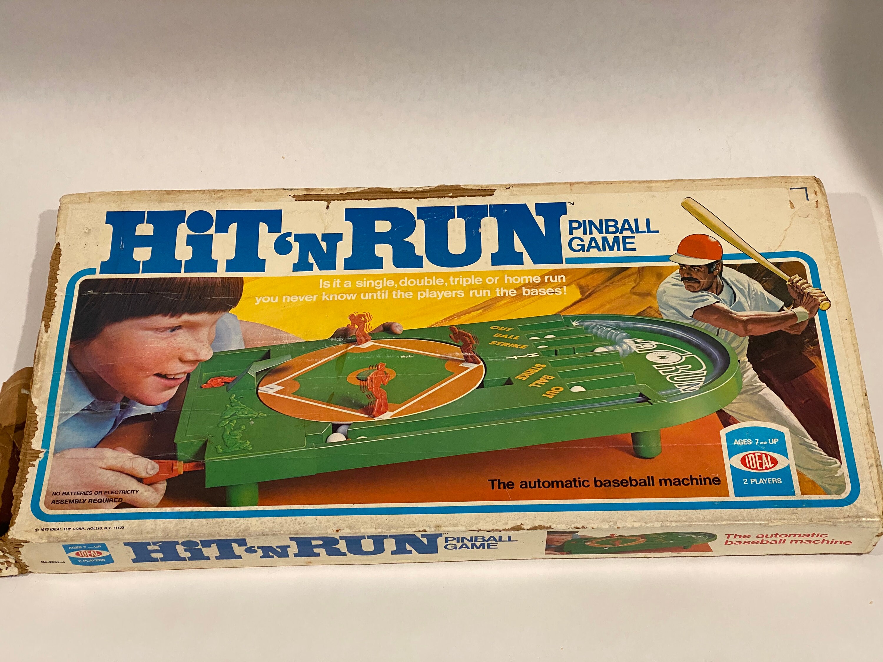 Vintage Ideal Baseball Hit N Run Pinball Game W/ Original Box