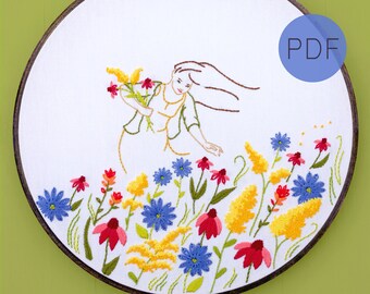 Floral Mountain Hand Embroidery Pattern