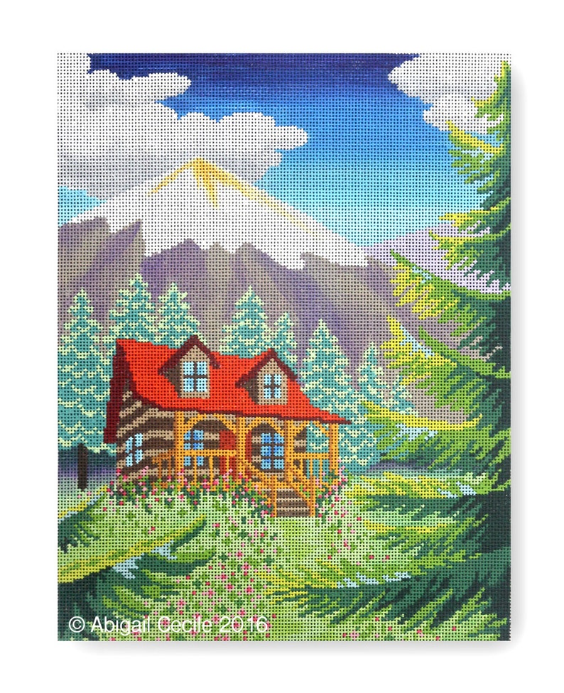 Mountain Cabin Needlepoint Canvas Etsy