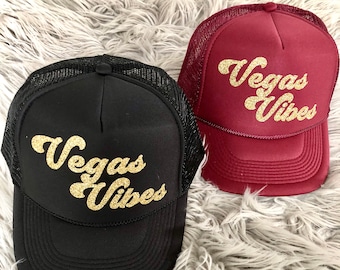 Bachelorette Party Trucker Hats, Vegas Vibes hats, Bridesmaid gift, Birthday Party hats, Girls weekend hats, Bride gift, Pool party hat