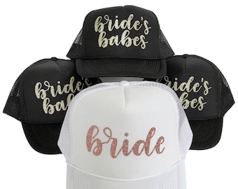 Bachelorette Party Squad Trucker hats/ Bachelorette party favors / Bride's babes hat / Bridal party gift / Squad glitter hat/ Girls Weekend