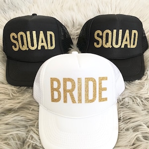 Bachelorette Party Squad hats/ Bachelorette party favor / Bride / #VACAY / TRIBE / Squad Glitter / Trucker Hat Neon colors/ Girls Weekend
