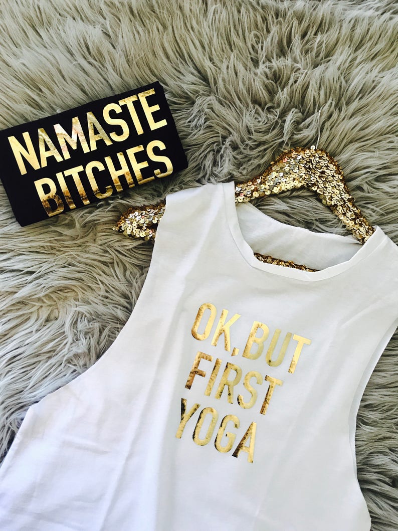 Bridesmaid Gifts NAMASTE BITCHES Cropped Muscle Tank Top Bachelorette Party Shirt Bridesmaids Shirts Bachelorette Shirt 6003