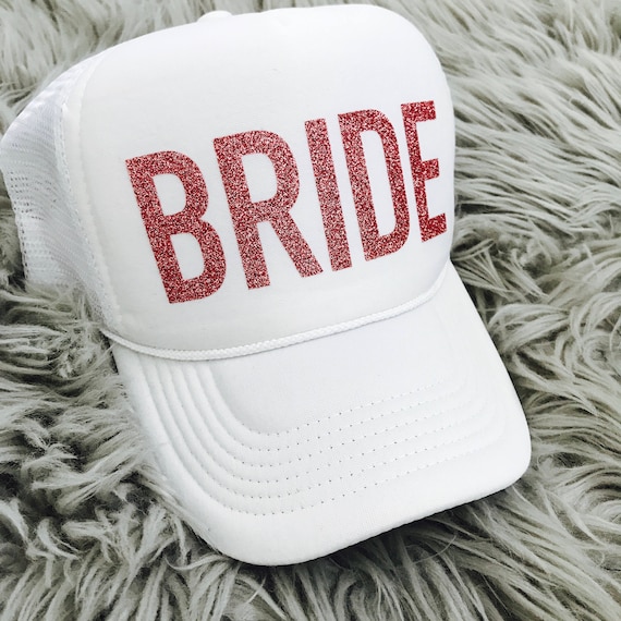 Bachelorette Hat / BRIDE Pink Glitter Trucker Hat / Bachelorette Party Hats / Brides Gift / Bride Squad hats / Bride Tribe hats