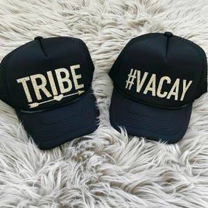 Trucker Hat #VACAY - Gold Glitter Trucker Hat  // Bachelorette Party, Bridal Shower, Bride to be, bride tribe, Pink glitter, Tribe, Squad