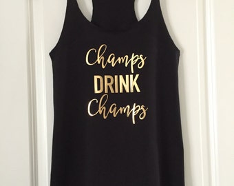 Bridesmaid Champs DRINK Champs Racerback Tank Top // Bachelorette Party / Bride to be / Champagne Campaign / Wine Lover / rose merlot / 6001