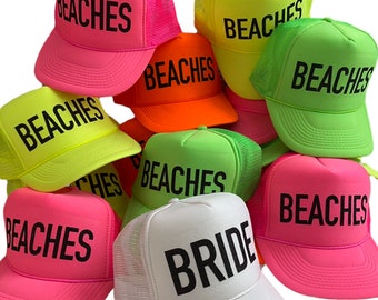 Bachelorette Party Hats / Bachelorette party favors / Neon Color trucker hats Beaches, custom hats, Trucker Hats, bridesmaid gift