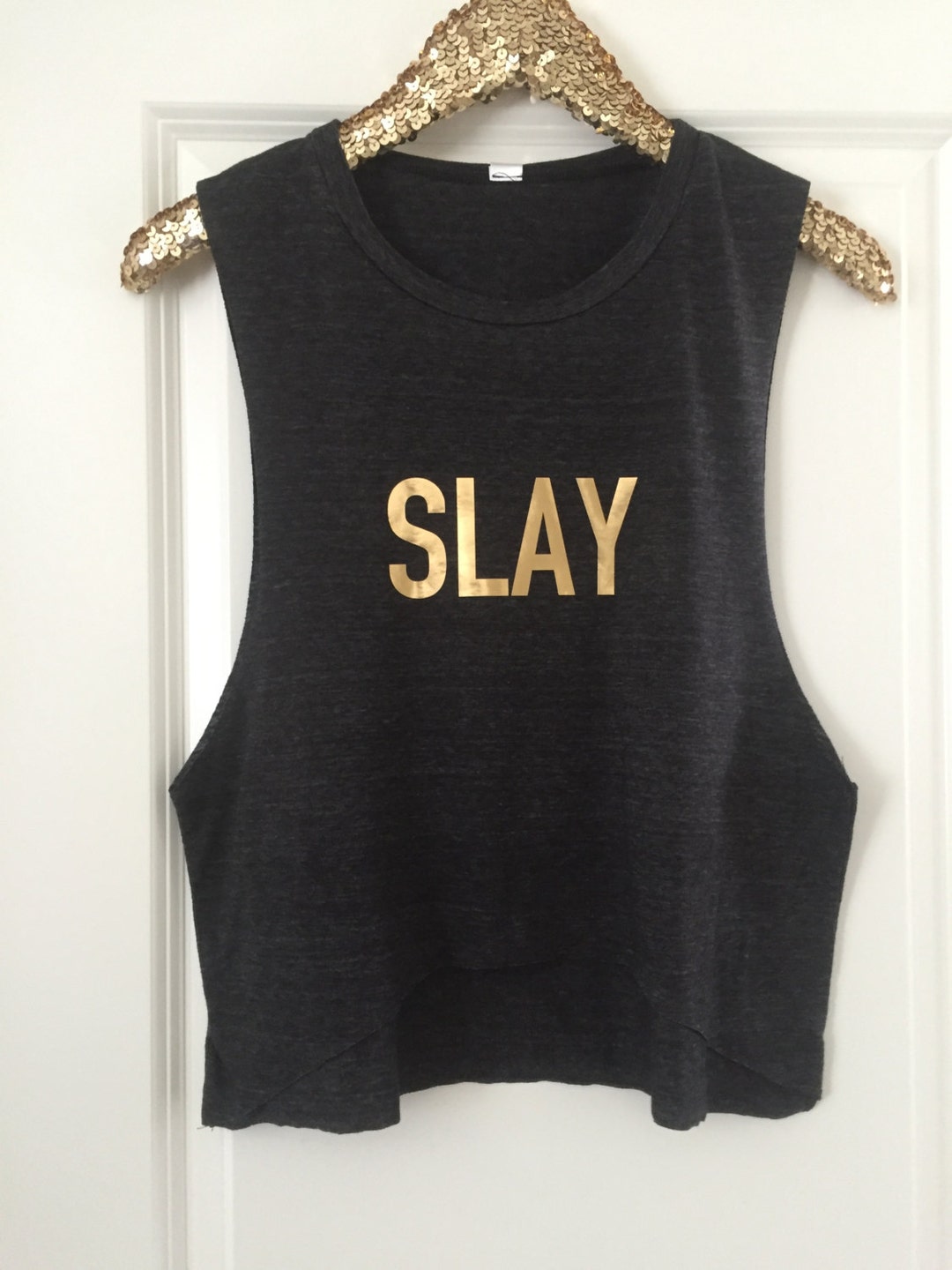 SLAY Cropped Front Muscle Tank Top Gold Foil Gift for Her - Etsy