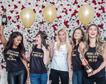 Bachelorette Party Shirts / Tops - Bridesmaid Tank Tops, Wine Lovers Tasting, Pop the Champagne I'm Changing my last name, Hakuna Moscato