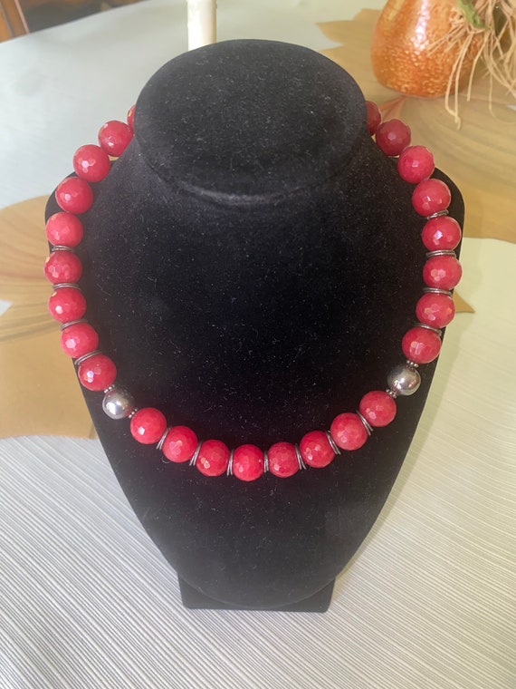 Sterling Silver Red Coral Beaded Necklace